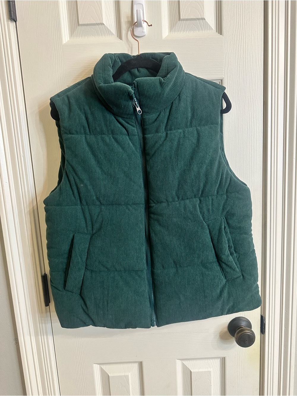 Source Unknown Dark Green Quilted Corduroy Vest